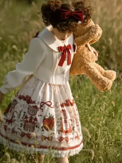 Robe Lolita Douce Robe Lolita de Noël Sans Manches en Polyester