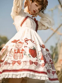 Robe Lolita Douce Robe Lolita de Noël Sans Manches en Polyester