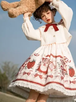Robe Lolita Douce Robe Lolita de Noël Sans Manches en Polyester