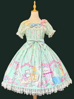 Robe Lolita douce sans manches à n艙uds robe jaune féerique