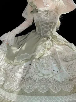 Robe Lolita douce sans manches jupe pull perles costume de fête classique de conte de fées tissu satiné mode Kawaii