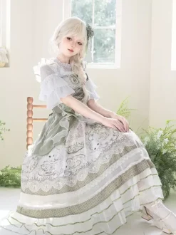 Robe Lolita douce sans manches jupe pull perles costume de fête classique de conte de fées tissu satiné mode Kawaii