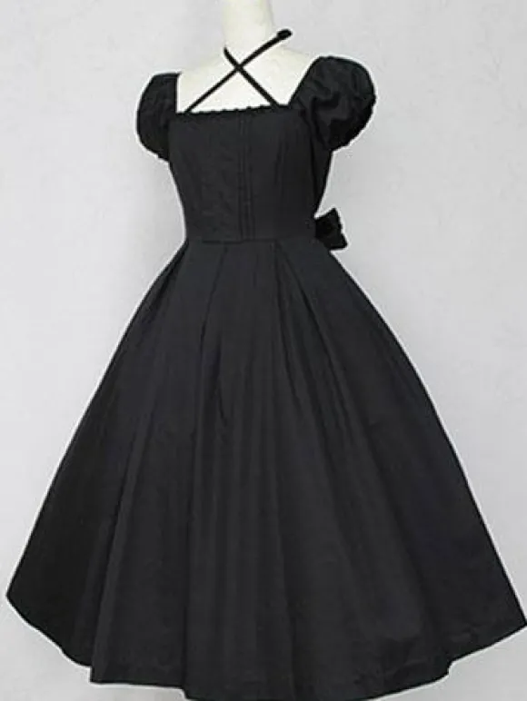 Robe lolita en 100% coton unicolore classique Déguisements Halloween