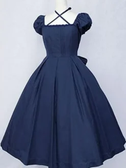 Robe lolita en 100% coton unicolore classique Déguisements Halloween
