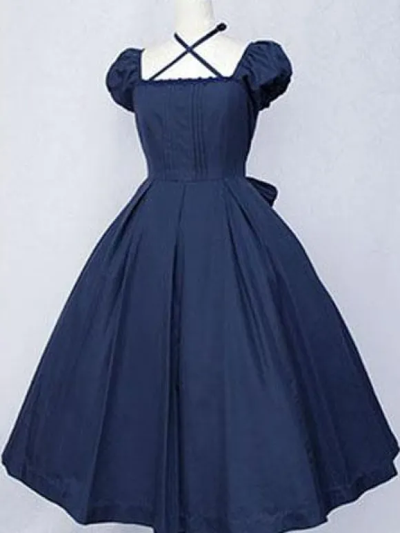 Robe lolita en 100% coton unicolore classique Déguisements Halloween