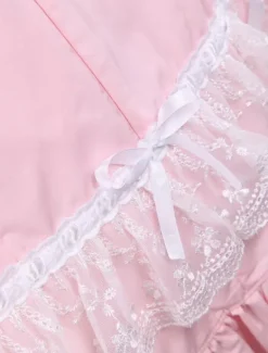 Robe lolita en coton rose avec noeud de col roulé Déguisements Halloween