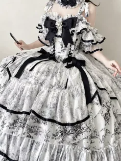 Robe Lolita féerique bleu ciel clair n艙uds lacets manches courtes style rococo robe de tea party