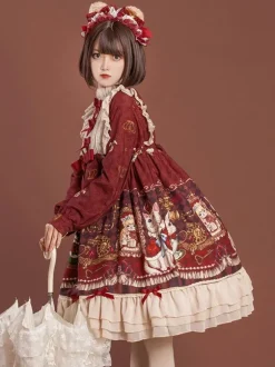 Robe Lolita Mignonne Robe Imprimée À Manches Longues