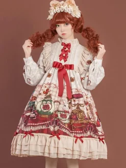 Robe Lolita Mignonne Robe Imprimée À Manches Longues