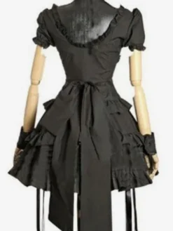 Robe Lolita noire OP Robe gothique à manches courtes en coton chérie Lolita une pièce