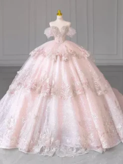 Robe Lolita rose féerique broderie de perles robe Lolita longue à plusieurs couches