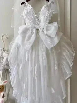 Robe Lolita White Hime Sweet Swan JSK avec n艙uds en dentelle