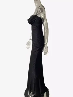 Robe longue à bretelles fines et col bénitier motif animal coupe sirène collection femme 2026