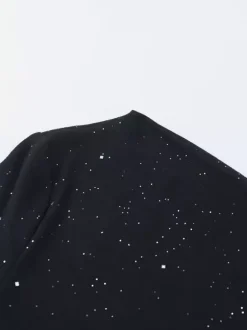Robe longue asymétrique à paillettes pour femme - Robe noire scintillante fendue jusqu'en haut coupe ajustée - Tenues de gala et de bal de printemps 2026