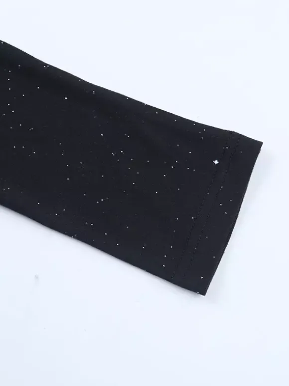 Robe longue asymétrique à paillettes pour femme - Robe noire scintillante fendue jusqu'en haut coupe ajustée - Tenues de gala et de bal de printemps 2026