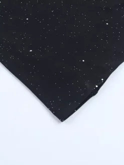 Robe longue asymétrique à paillettes pour femme - Robe noire scintillante fendue jusqu'en haut coupe ajustée - Tenues de gala et de bal de printemps 2026