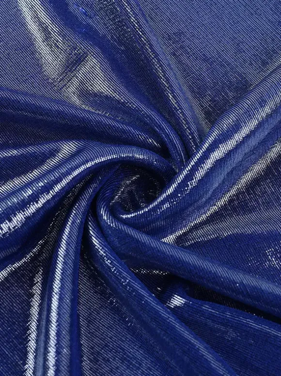 Robe longue asymétrique métallisée pour femme - Robe bleu roi froncée à fente haute et coupe ajustée - Tenue de cocktail printemps 2026