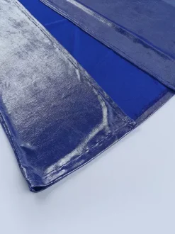 Robe longue asymétrique métallisée pour femme - Robe bleu roi froncée à fente haute et coupe ajustée - Tenue de cocktail printemps 2026