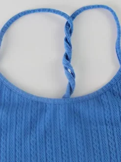 Robe longue bleue à bretelles spaghetti et fente haute pour femme - Robe moulante sexy - Idéale pour les vacances d'été à la plage 2026