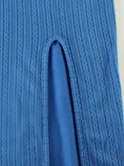 Robe longue bleue à bretelles spaghetti et fente haute pour femme - Robe moulante sexy - Idéale pour les vacances d'été à la plage 2026
