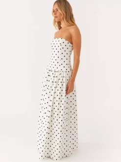 Robe longue bustier imprimée pour femme - Robe d'été bohème bandeau plissée à taille basse - Garden Party d'été 2026
