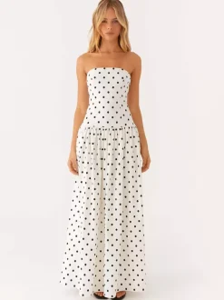 Robe longue bustier imprimée pour femme - Robe d'été bohème bandeau plissée à taille basse - Garden Party d'été 2026