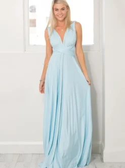 Robe longue convertible sans manches pour femme - Robe dos nu unie multi-positions - Robe de demoiselle d'honneur pour mariage d'été à la plage 2026