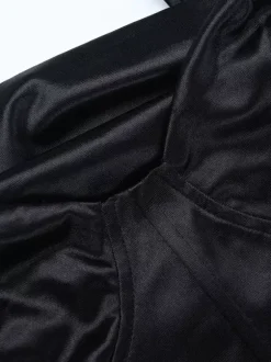 Robe longue corset à fines bretelles pour femme - Robe moulante noire élégante - Idéale pour une soirée de mariage printanière 2026