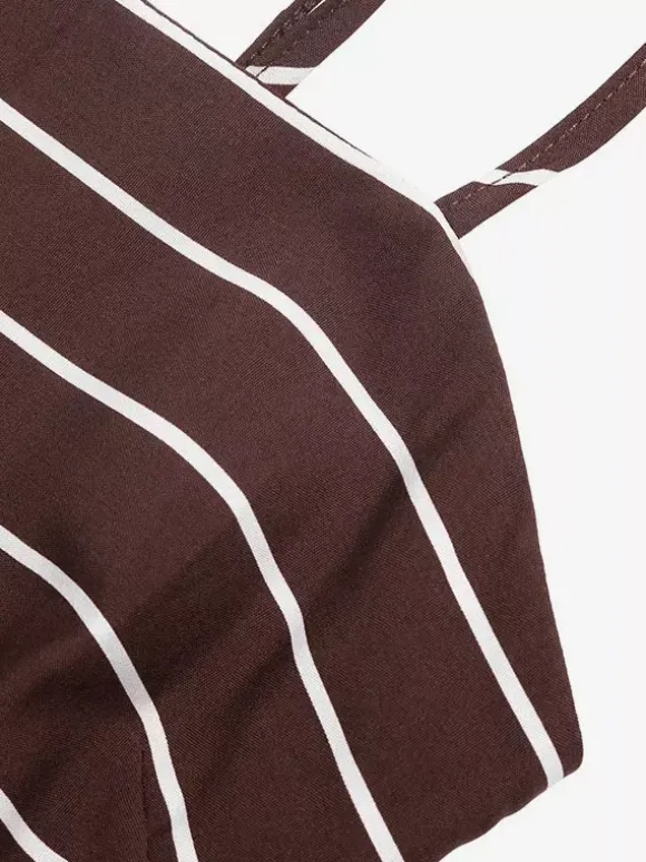 Robe longue de vacances à rayures débardeur maxi col carré dos élastiqué coupe ample et fluide robe d'été