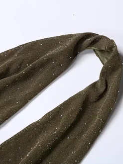 Robe longue dos nu à col V plongeant et décolleté plongeant pour femme - Robe transparente vert olive à paillettes et fente haute - Idéale pour une soirée d'été en boîte de nuit (2026)