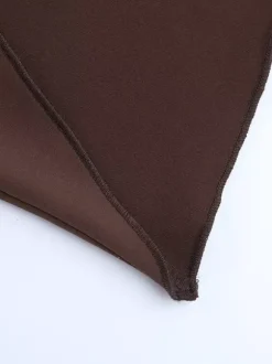 Robe longue dos nu à col V plongeant pour femme - Robe moulante marron à fronces et dos nu - Soirée d'été 2026