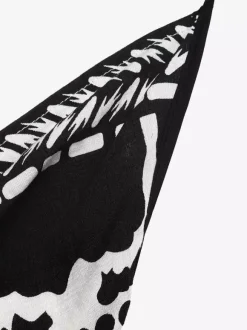 Robe longue dos nu à imprimé tropical noir et blanc pour femme col en V sans manches fluide idéale pour l'été et la plage