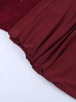 Robe longue dos nu à sequins bordeaux pour femme - Élégante robe sirène moulante froncée - Tenue de bal 2026