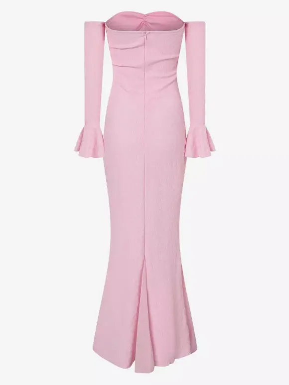 Robe longue en dentelle à épaules dénudées pour femme - Élégante robe sirène à manches longues et coupe trompette - Soirée formelle de printemps 2026