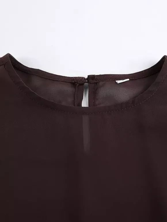 Robe longue en maille transparente à manches longues et fente latérale style cache-maillot pour femme 2026