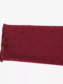Robe longue en résille strass pour femme - Robe moulante rouge transparente à col montant et manches longues - Tenue de soirée d'été 2026