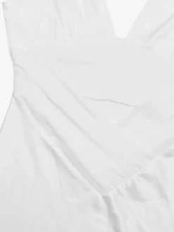 Robe longue en satin ivoire à col V pour femme style élégant et formel