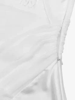 Robe longue en satin ivoire à col V pour femme style élégant et formel