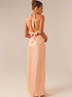 Robe longue maxi minimaliste dos nu à col V profond pour femme - Robe longue sans manches - Soirée cocktail d'été 2026