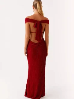 Robe longue moulante à épaules dénudées pour femme - Robe sirène texturée dos nu - Idéale pour une soirée d'été ou un mariage (collection 2026)
