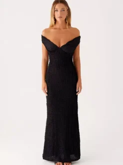 Robe longue moulante à épaules dénudées pour femme - Robe sirène texturée dos nu - Idéale pour une soirée d'été ou un mariage (collection 2026)