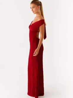 Robe longue moulante à épaules dénudées pour femme - Robe sirène texturée dos nu - Idéale pour une soirée d'été ou un mariage (collection 2026)