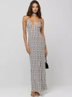 Robe longue nuisette à pois pour femme - Robe moulante vintage dos nu à décolleté plongeant et foulard - Soirée d'été 2026