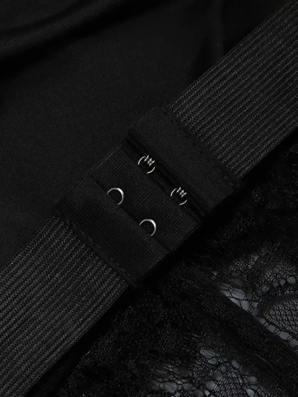 Robe longue sexy en fausse fourrure et dentelle pour femme - Body bustier noir sans bretelles avec jupe transparente - Soirée d'été 2026