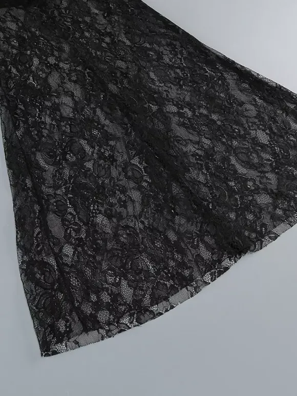 Robe longue sexy en fausse fourrure et dentelle pour femme - Body bustier noir sans bretelles avec jupe transparente - Soirée d'été 2026