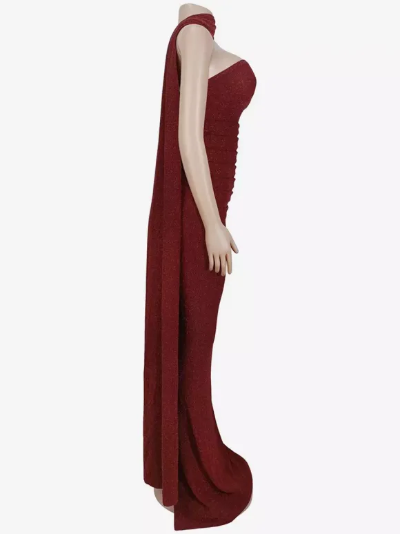 Robe longue tube à paillettes pour femme - Robe moulante dos nu sexy avec foulard - Tenue de soirée d'été 2026