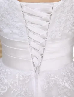 Robe mariée simple demi-manche broderie laçage sur dos longueur sur cheville Robe de mariée