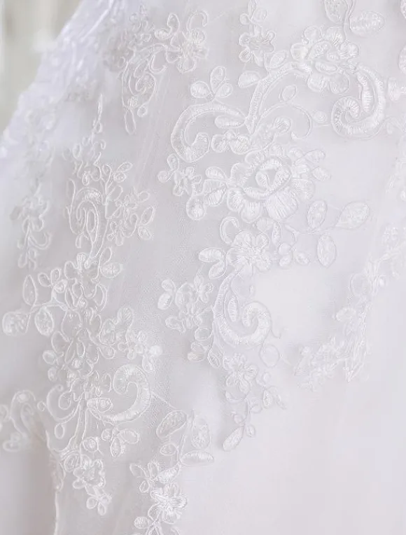 Robe mariée simple demi-manche broderie laçage sur dos longueur sur cheville Robe de mariée