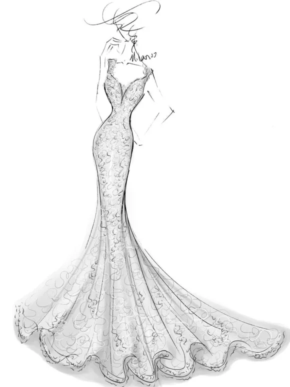 Robe mariée sirène à bretelle en dentelle dos nu à traîne Robe de mariée