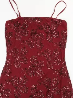 Robe maxi moulante à ourlet transparent et broderie florale à sequins pour femme 2026
